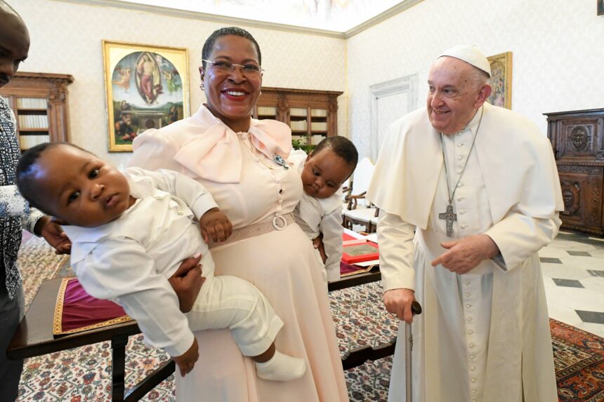 Ugandas Speaker Anita Among reveals twins to Pope Francis Photos