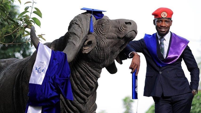 Pictorial Bobi Wine the Ghetto Gladiator graduates at Cavendish University